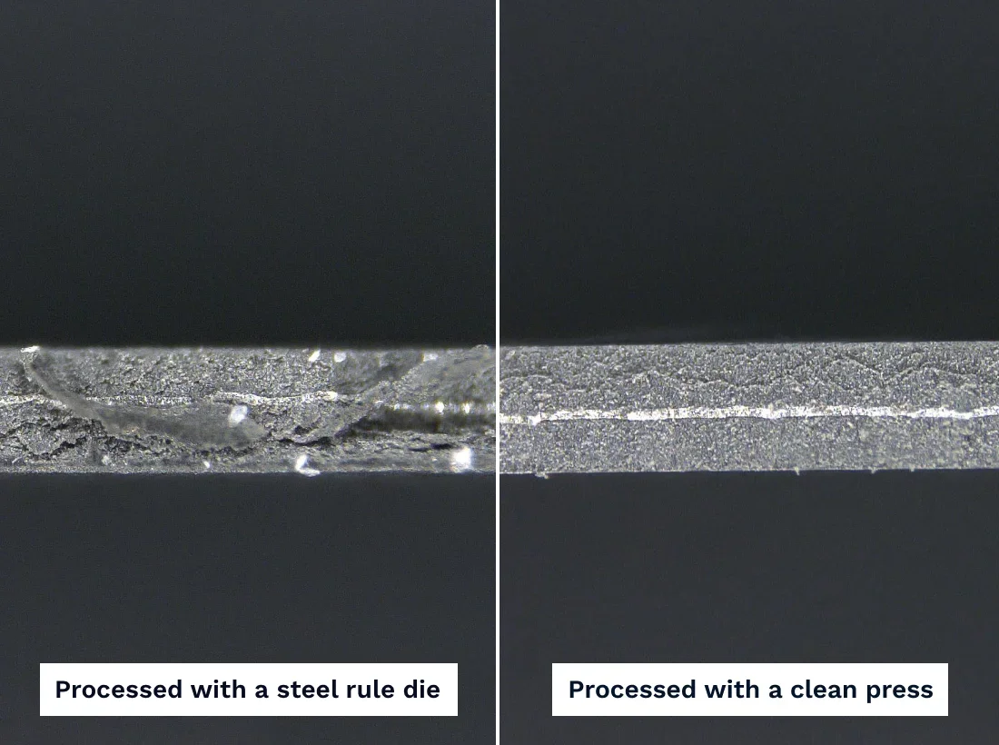 正極材 トムソン型で加工 → クリーンプレスで加工