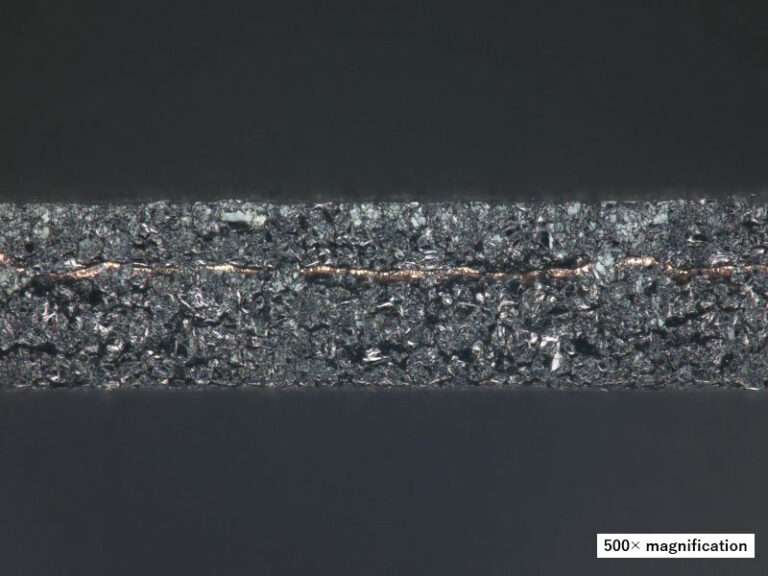 Cross section of the Punched Anode(magnified 500×)