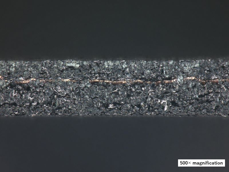 Cross section of the Punched Anode(magnified 500×)